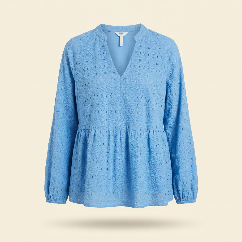 Blouse bleue Broderie